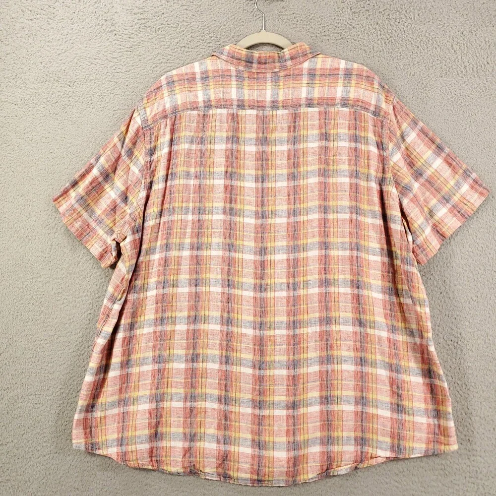 Levis Linen Shirt Mens 2XL Button Up Red Blue Plaid Standard Fit Button Up XXL